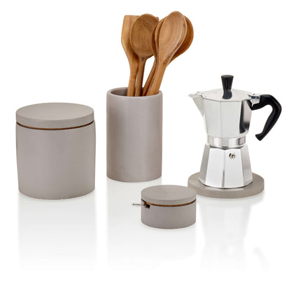 Concrete Salt Cellar with Spoon: Gray