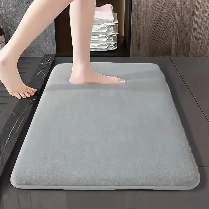 Absorbent Non-Slip Coral Velvet Bath Mat – Soft Bathroom Floor Rug & Door Mat